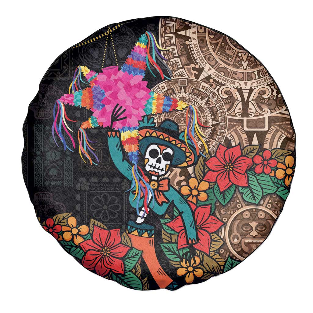 Las Posadas Spare Tire Cover Pinata With Mexican Aztec Circle - Wonder Print Shop