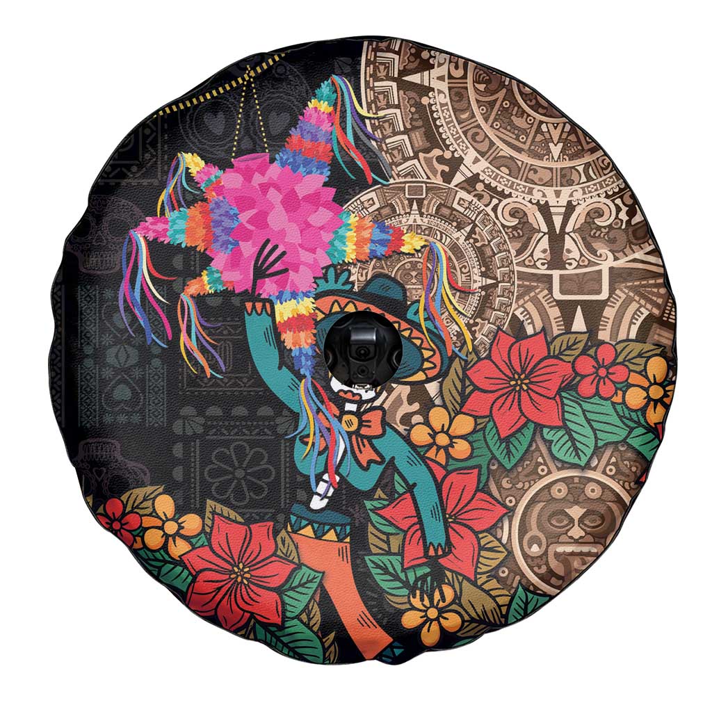 Las Posadas Spare Tire Cover Pinata With Mexican Aztec Circle - Wonder Print Shop