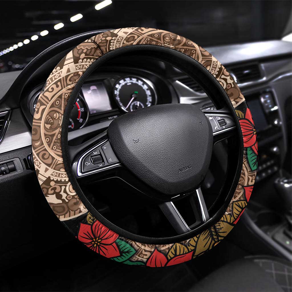 Las Posadas Steering Wheel Cover Pinata With Mexican Aztec Circle - Wonder Print Shop
