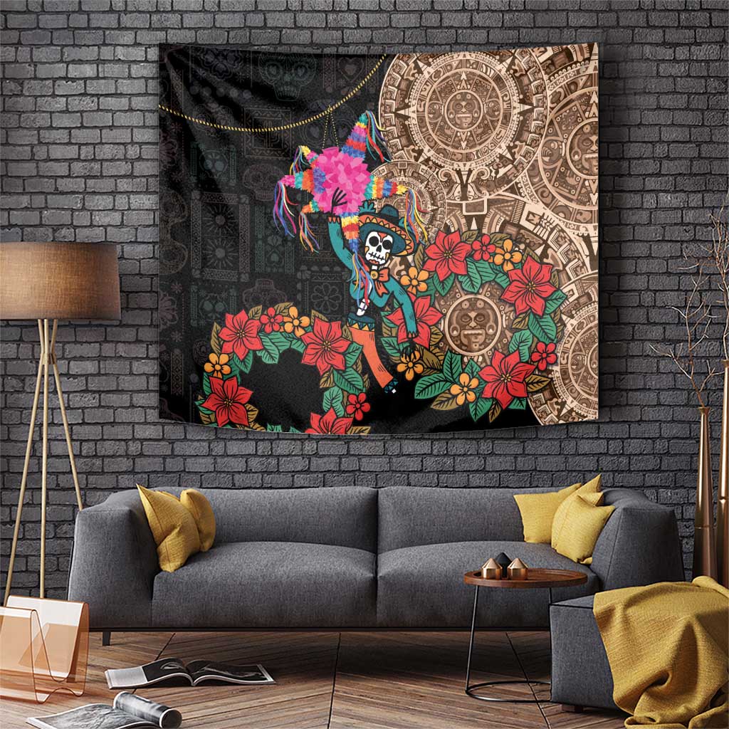 Las Posadas Tapestry Pinata With Mexican Aztec Circle - Wonder Print Shop