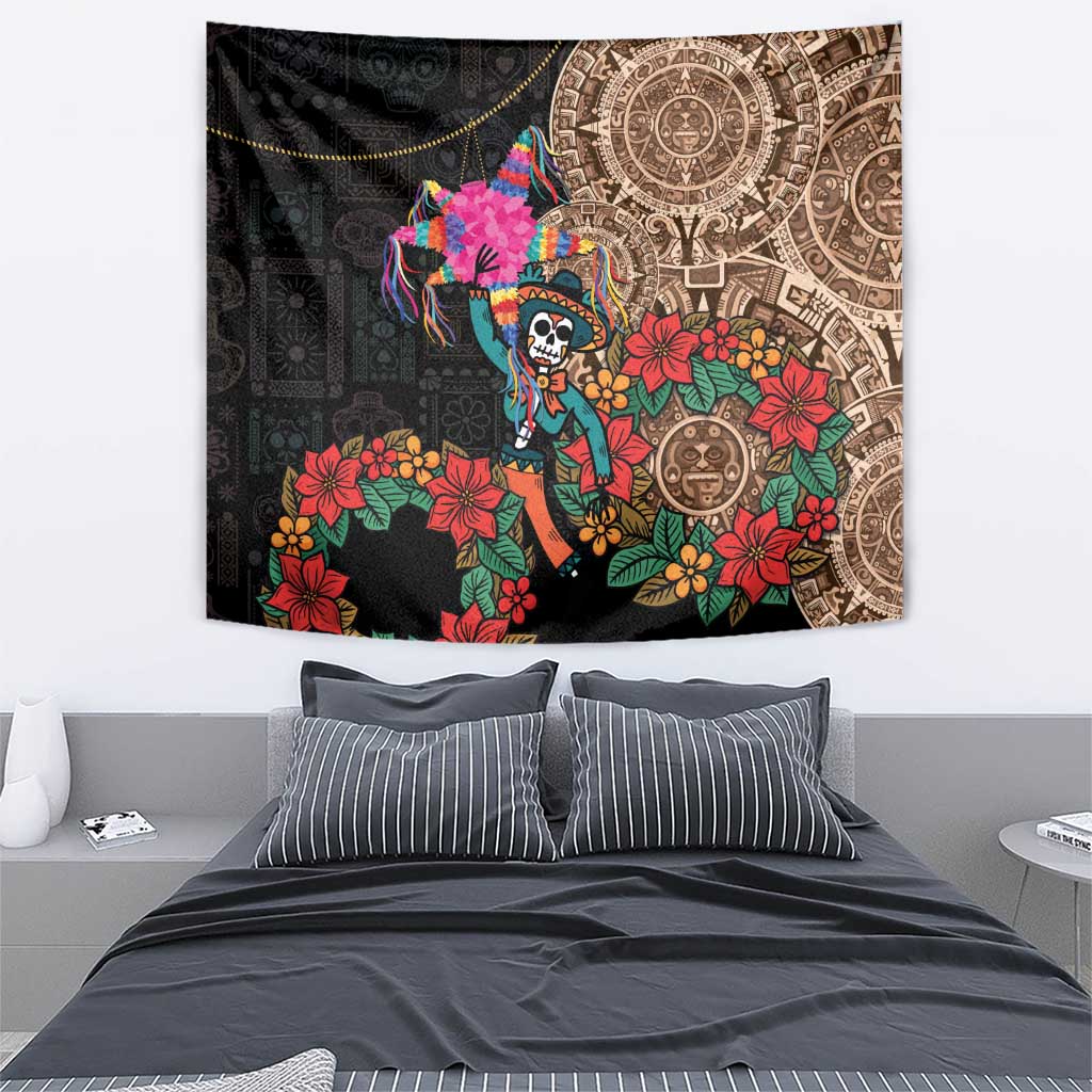 Las Posadas Tapestry Pinata With Mexican Aztec Circle - Wonder Print Shop