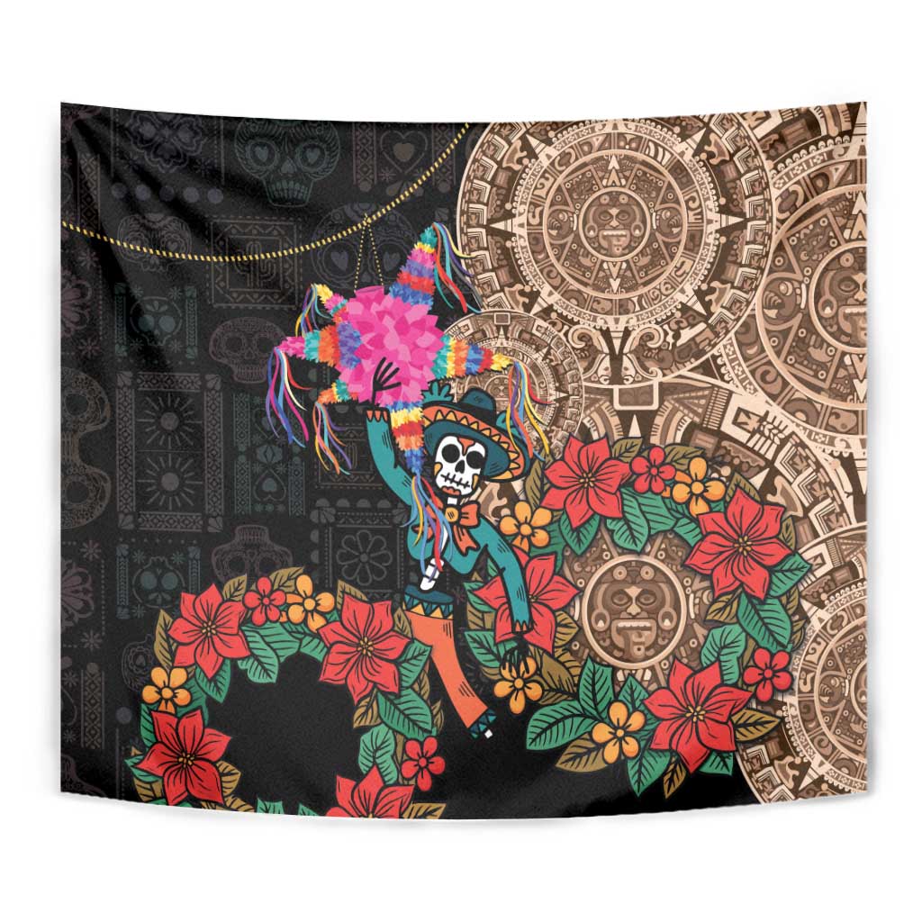 Las Posadas Tapestry Pinata With Mexican Aztec Circle - Wonder Print Shop