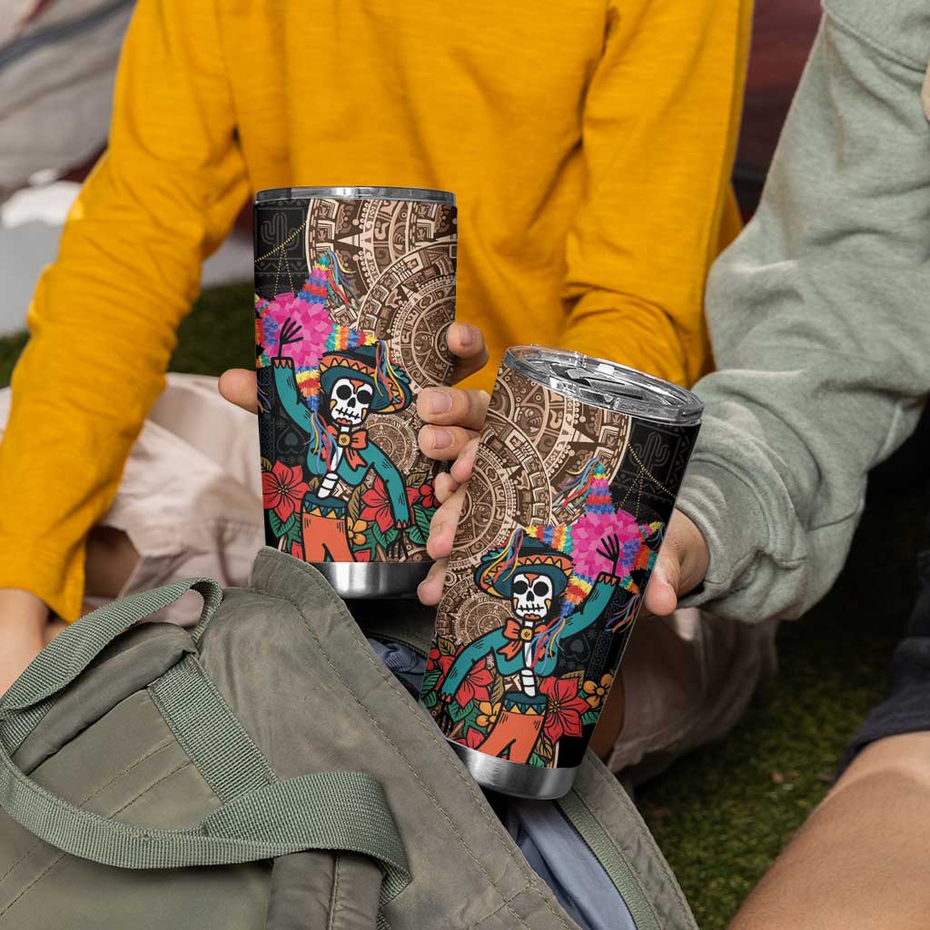 Las Posadas Tumbler Cup Pinata With Mexican Aztec Circle - Wonder Print Shop