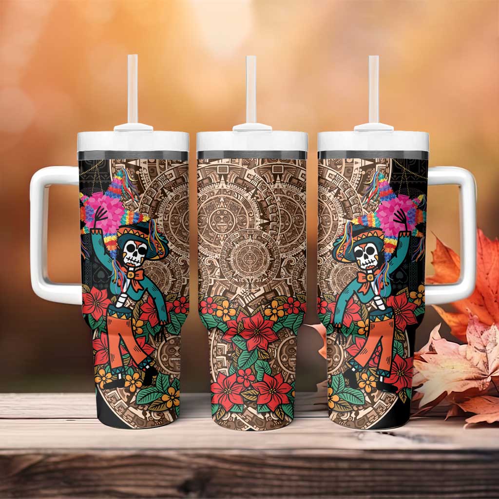 Las Posadas Tumbler With Handle Pinata With Mexican Aztec Circle - Wonder Print Shop