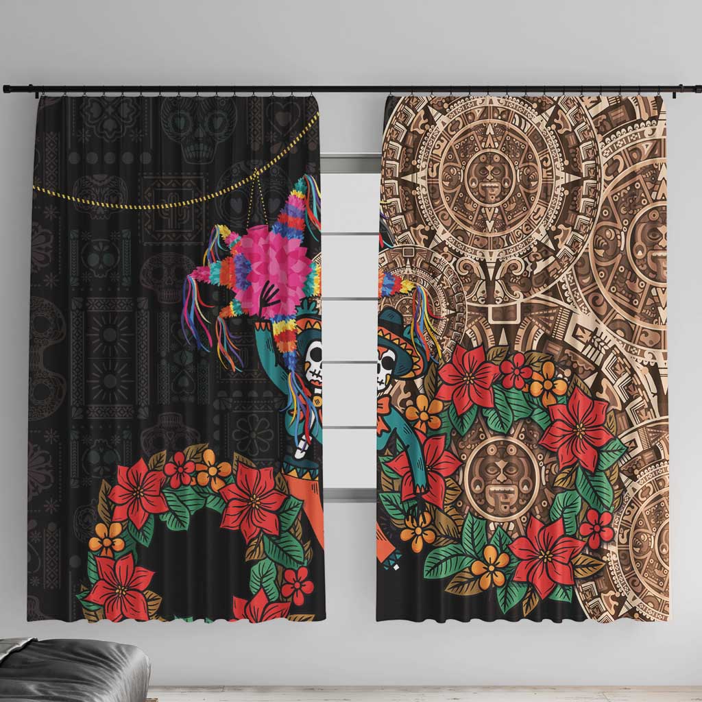 Las Posadas Window Curtain Pinata With Mexican Aztec Circle - Wonder Print Shop