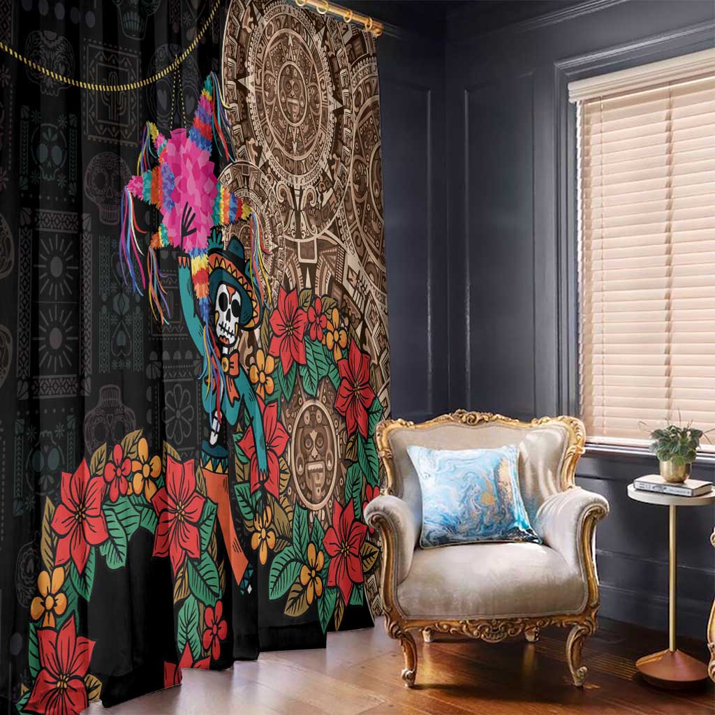 Las Posadas Window Curtain Pinata With Mexican Aztec Circle - Wonder Print Shop