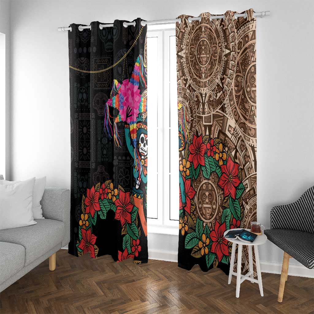 Las Posadas Window Curtain Pinata With Mexican Aztec Circle - Wonder Print Shop