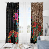 Las Posadas Window Curtain Pinata With Mexican Aztec Circle - Wonder Print Shop
