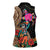 Las Posadas Women Sleeveless Polo Shirt Pinata With Mexican Aztec Circle - Wonder Print Shop