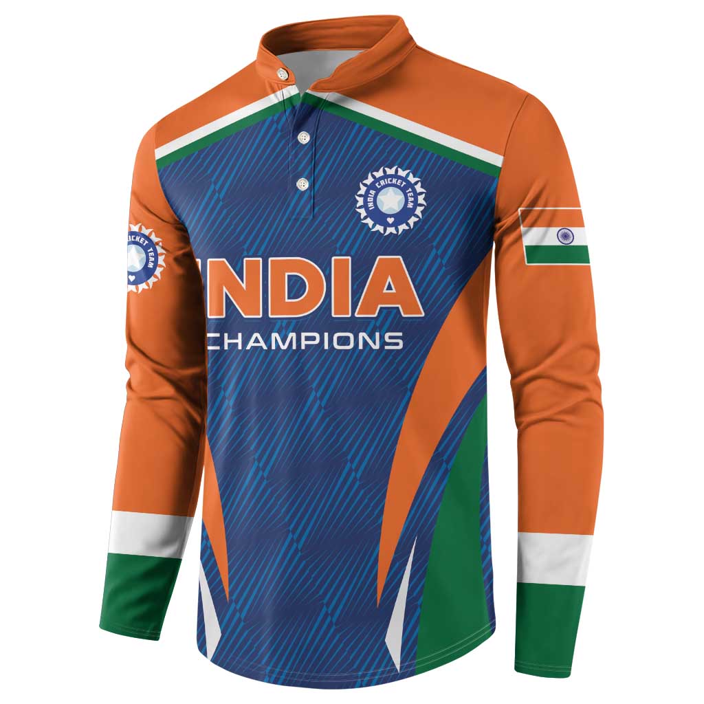 Custom India Cricket Button Sweatshirt The Men In Blue Champions - Wonder Print Shop