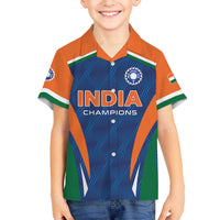 Custom India Cricket Family Matching Off The Shoulder Long Sleeve Dress and Hawaiian Shirt The Men In Blue Champions - Wonder Print Shop