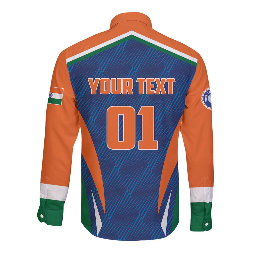 Custom India Cricket Long Sleeve Button Shirt The Men In Blue Champions - Wonder Print Shop
