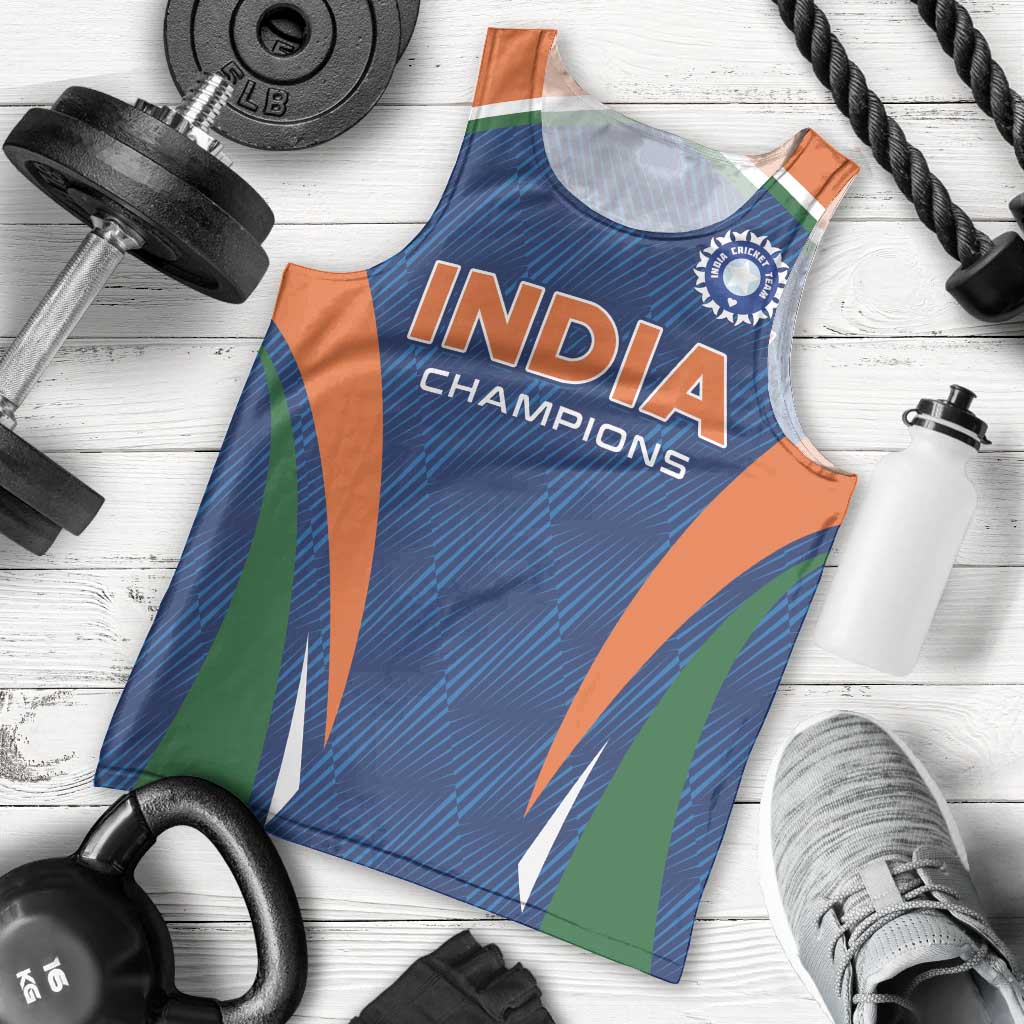 Custom India Cricket Men Tank Top The Men In Blue Champions - Wonder Print Shop