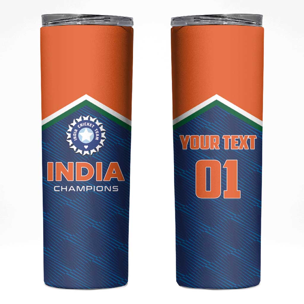 Custom India Cricket Skinny Tumbler The Men In Blue Champions - Wonder Print Shop