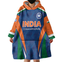 Custom India Cricket Wearable Blanket Hoodie The Men In Blue Champions - Wonder Print Shop