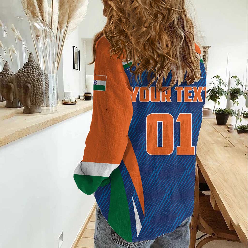 Custom India Cricket Women Casual Shirt The Men In Blue Champions - Wonder Print Shop
