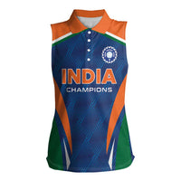 Custom India Cricket Women Sleeveless Polo Shirt The Men In Blue Champions - Wonder Print Shop