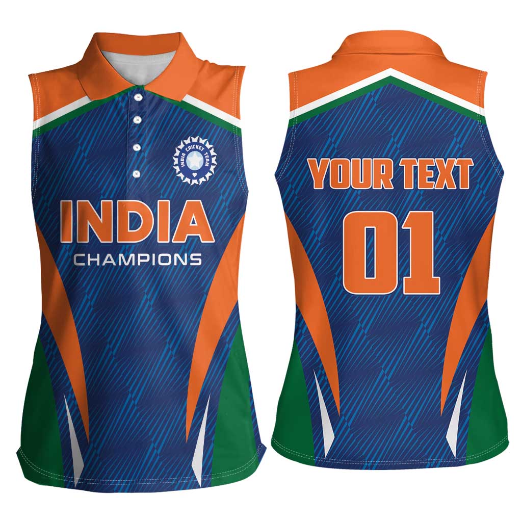 Custom India Cricket Women Sleeveless Polo Shirt The Men In Blue Champions - Wonder Print Shop