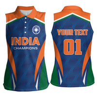 Custom India Cricket Women Sleeveless Polo Shirt The Men In Blue Champions - Wonder Print Shop