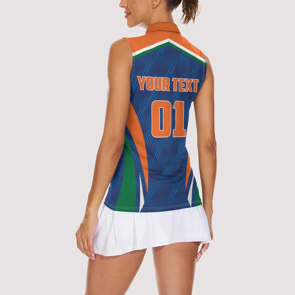 Custom India Cricket Women Sleeveless Polo Shirt The Men In Blue Champions - Wonder Print Shop