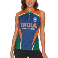 Custom India Cricket Women Sleeveless Polo Shirt The Men In Blue Champions - Wonder Print Shop