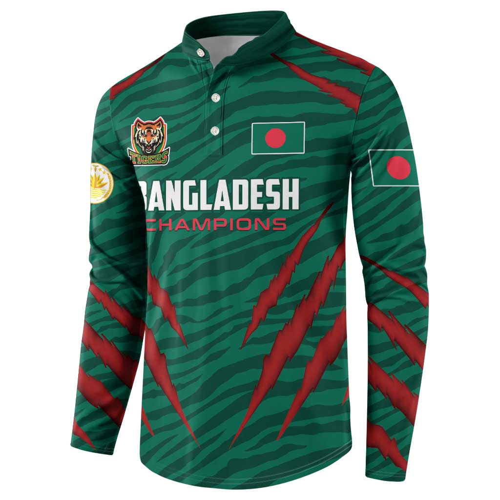 Custom Bangladesh Cricket Button Sweatshirt The Tigers Go Champions - Wonder Print Shop