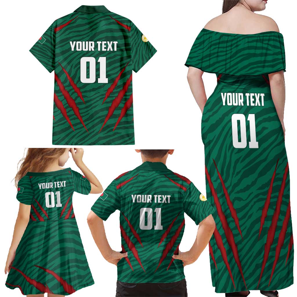 Custom Bangladesh Cricket Family Matching Off Shoulder Maxi Dress and Hawaiian Shirt The Tigers Go Champions - Wonder Print Shop