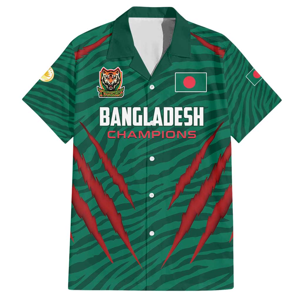 Custom Bangladesh Cricket Family Matching Short Sleeve Bodycon Dress and Hawaiian Shirt The Tigers Go Champions - Wonder Print Shop
