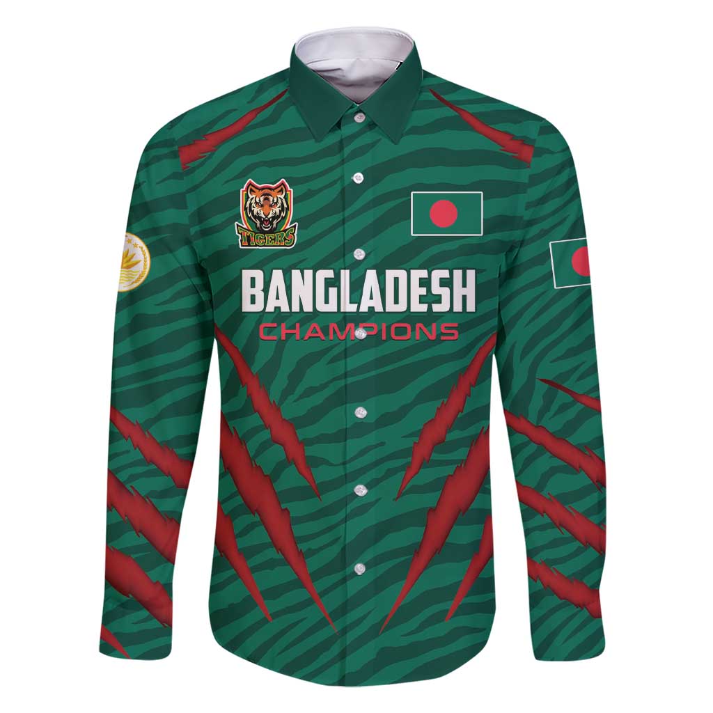 Custom Bangladesh Cricket Family Matching Short Sleeve Bodycon Dress and Hawaiian Shirt The Tigers Go Champions - Wonder Print Shop