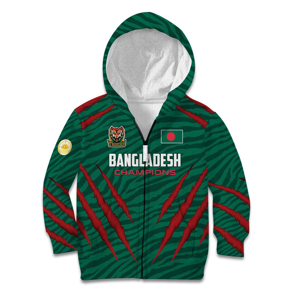 Custom Bangladesh Cricket Kid Hoodie The Tigers Go Champions - Wonder Print Shop