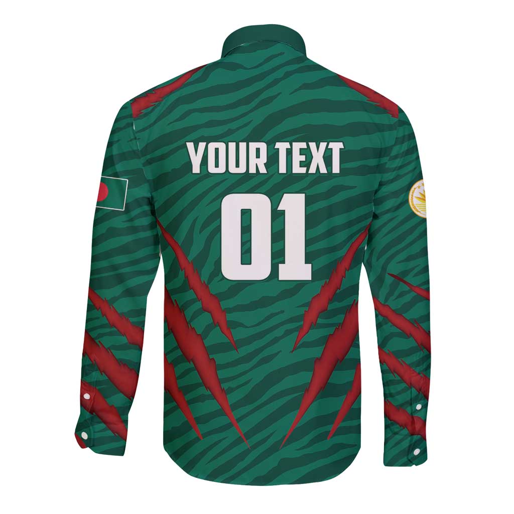 Custom Bangladesh Cricket Long Sleeve Button Shirt The Tigers Go Champions - Wonder Print Shop
