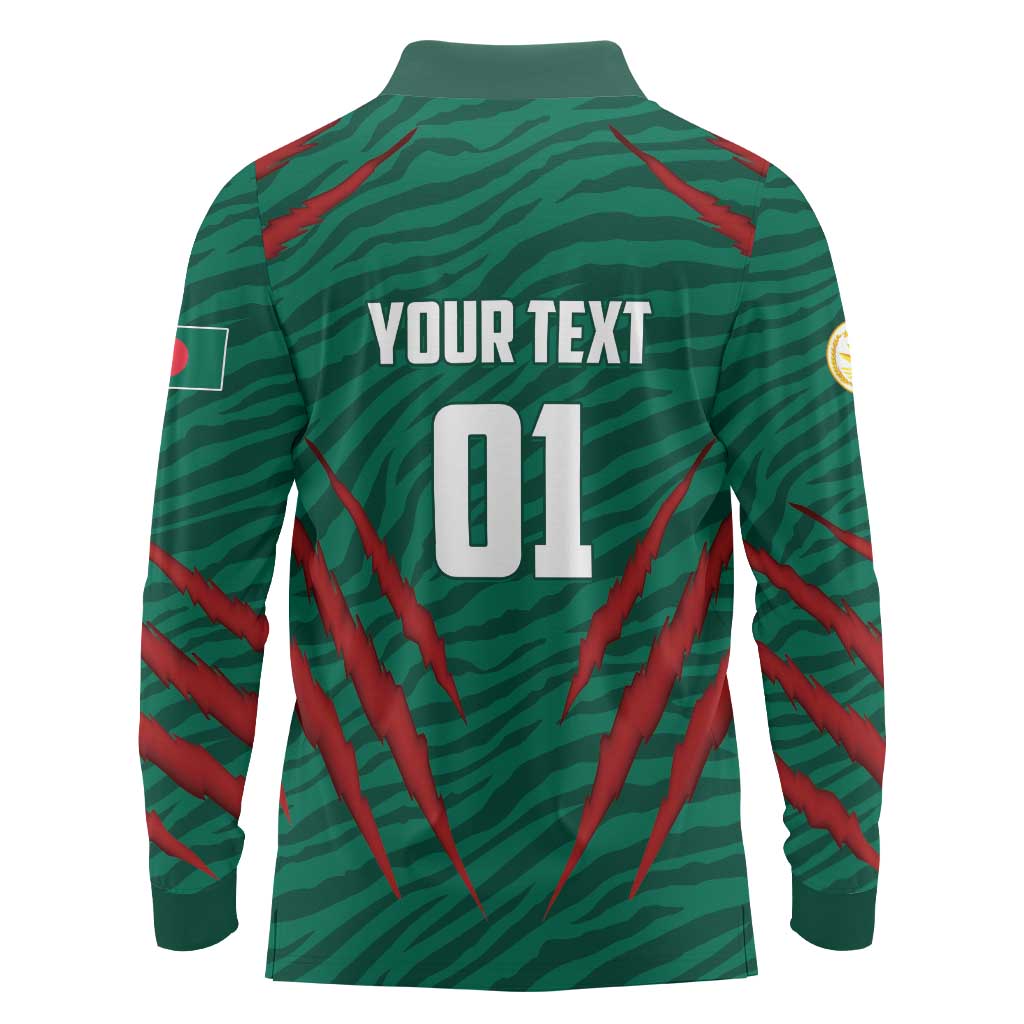 Custom Bangladesh Cricket Long Sleeve Polo Shirt The Tigers Go Champions - Wonder Print Shop