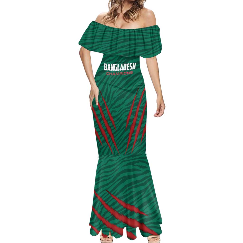 Custom Bangladesh Cricket Mermaid Dress The Tigers Go Champions - Wonder Print Shop
