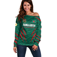 Custom Bangladesh Cricket Off Shoulder Sweater The Tigers Go Champions - Wonder Print Shop