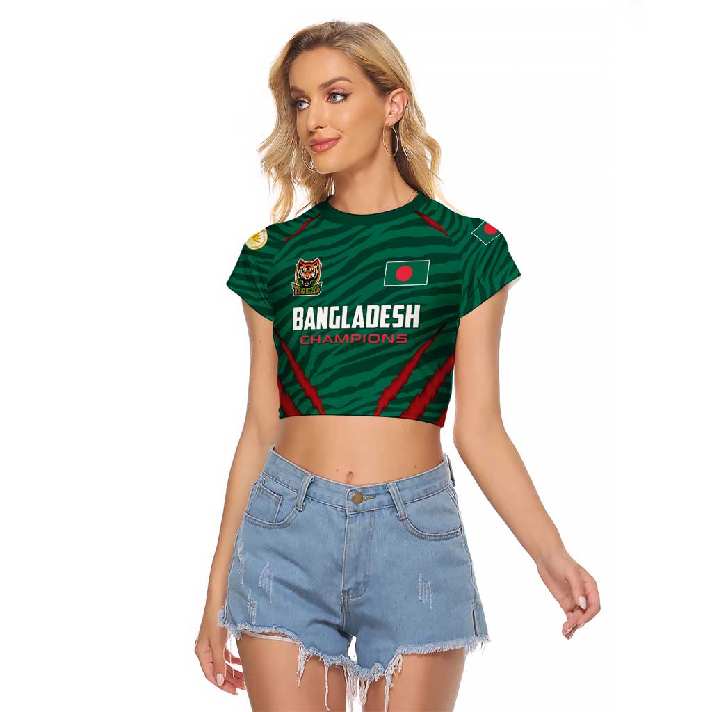 Custom Bangladesh Cricket Raglan Cropped T Shirt The Tigers Go Champions - Wonder Print Shop