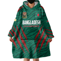 Custom Bangladesh Cricket Wearable Blanket Hoodie The Tigers Go Champions - Wonder Print Shop