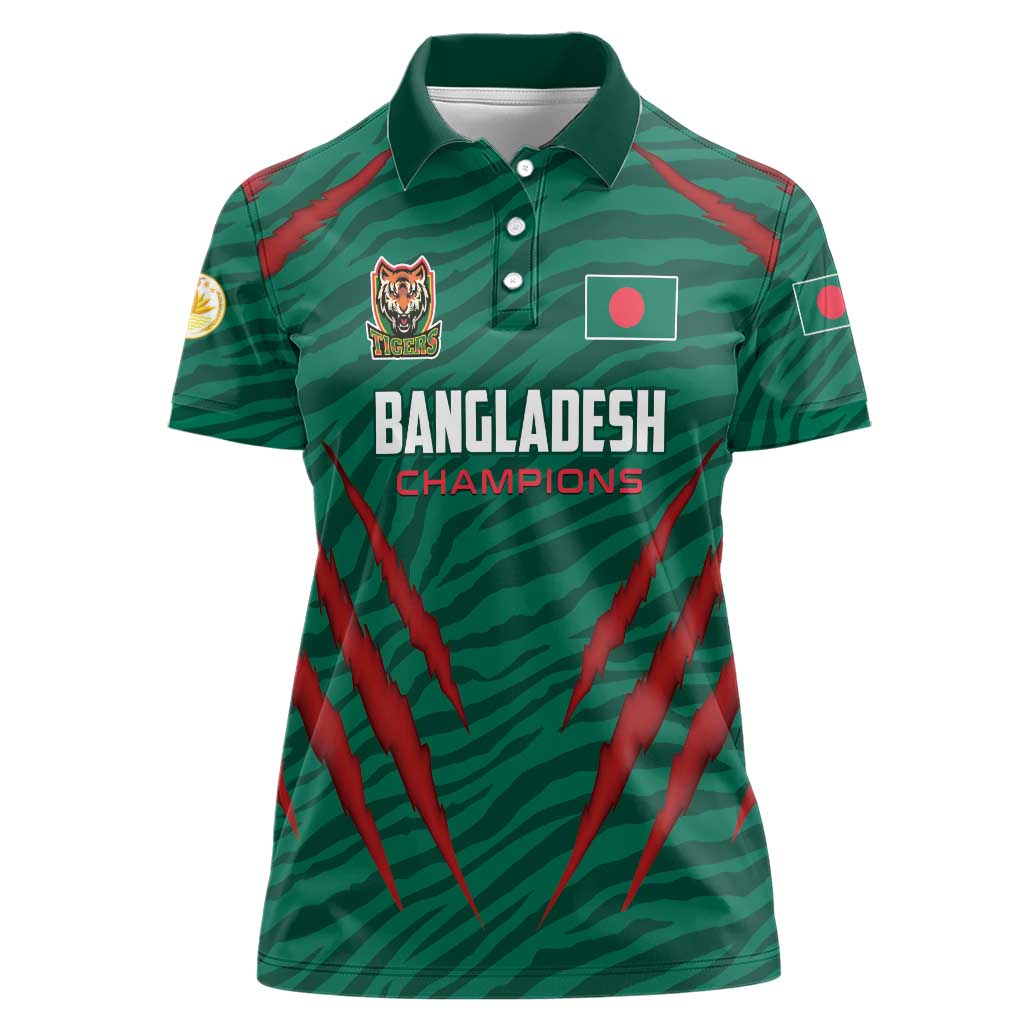 Custom Bangladesh Cricket Women Polo Shirt The Tigers Go Champions - Wonder Print Shop