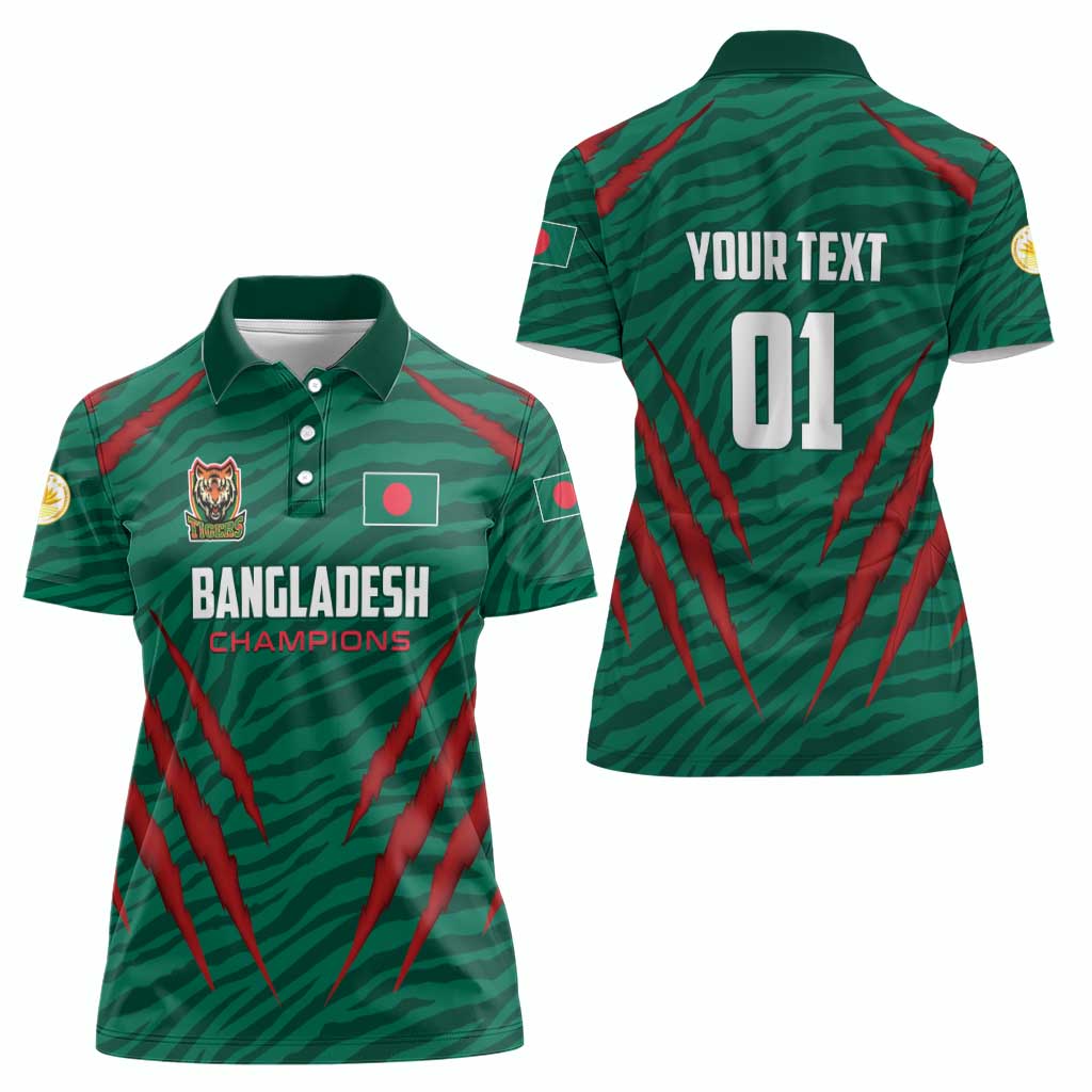 Custom Bangladesh Cricket Women Polo Shirt The Tigers Go Champions - Wonder Print Shop