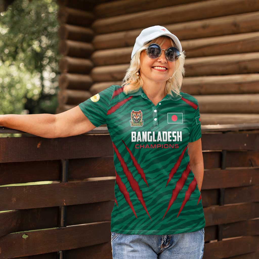 Custom Bangladesh Cricket Women Polo Shirt The Tigers Go Champions - Wonder Print Shop