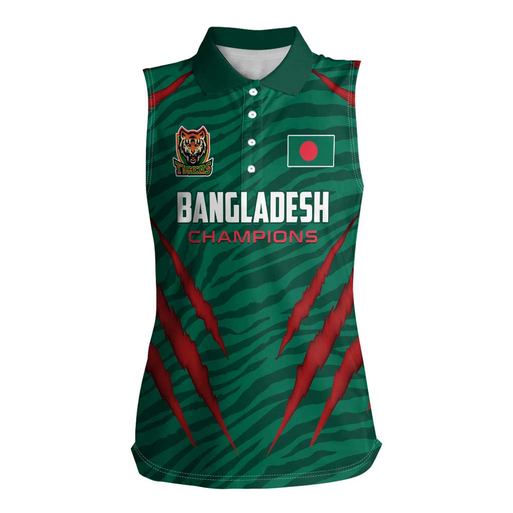 Custom Bangladesh Cricket Women Sleeveless Polo Shirt The Tigers Go Champions - Wonder Print Shop
