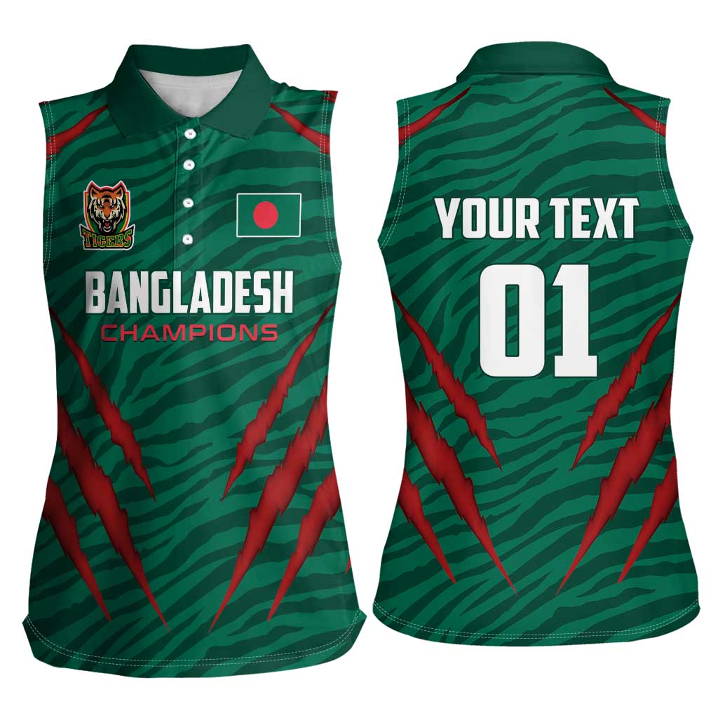 Custom Bangladesh Cricket Women Sleeveless Polo Shirt The Tigers Go Champions - Wonder Print Shop