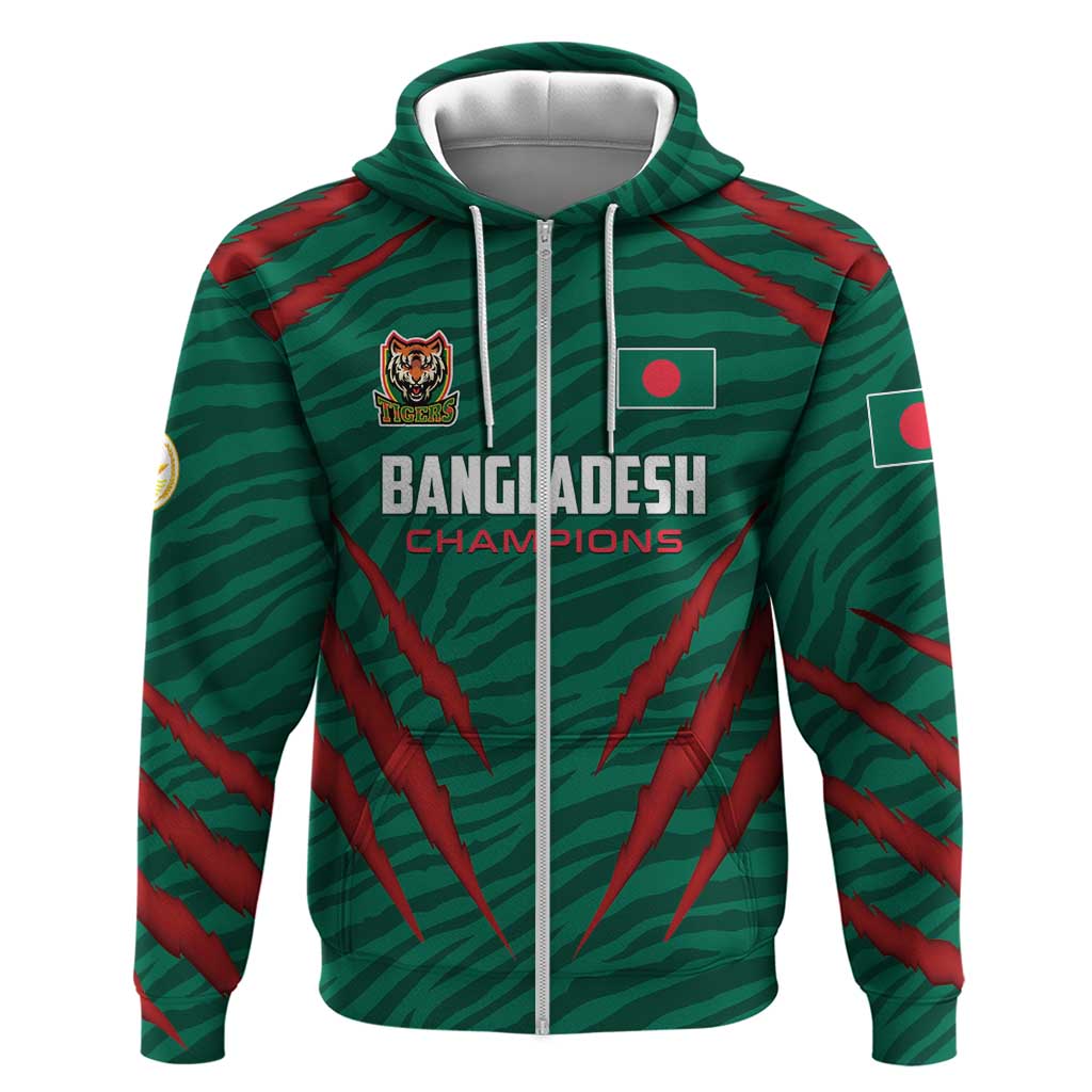 Custom Bangladesh Cricket Zip Hoodie The Tigers Go Champions - Wonder Print Shop