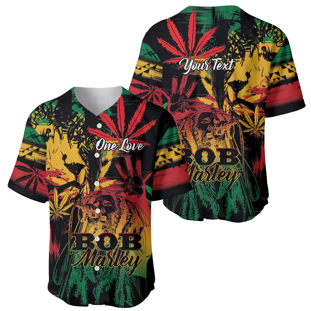 Personalized Reggae King Marley One Love Baseball Jersey Rastafarian Lion Grunge