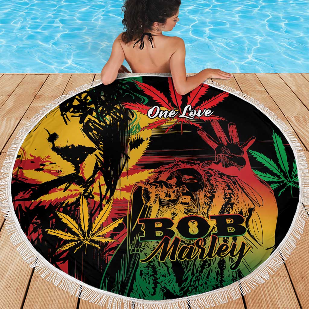 Reggae King Marley One Love Beach Blanket Rastafarian Lion Grunge