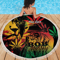 Reggae King Marley One Love Beach Blanket Rastafarian Lion Grunge