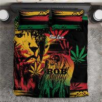 Reggae King Marley One Love Bedding Set Rastafarian Lion Grunge