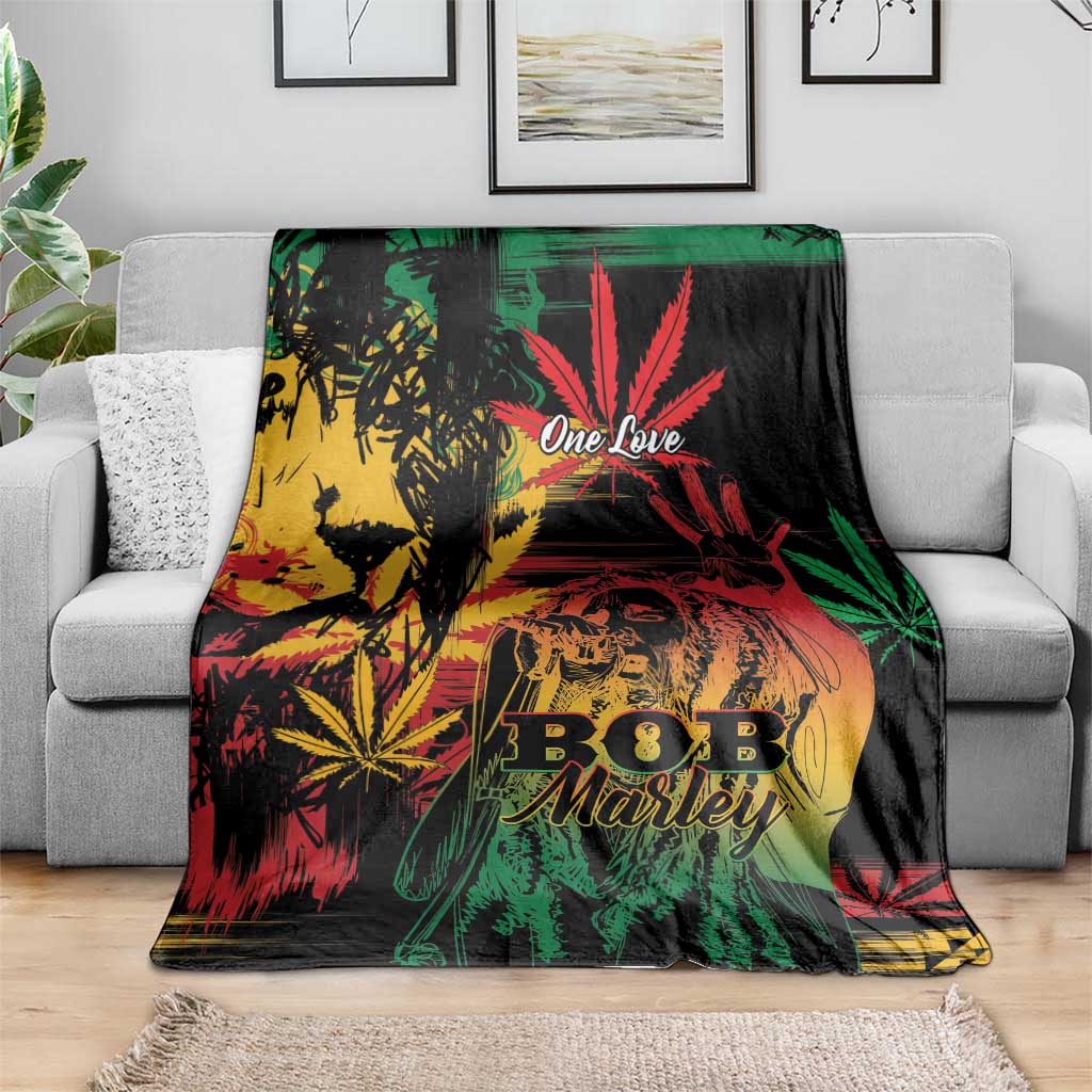 Reggae King Marley One Love Blanket Rastafarian Lion Grunge