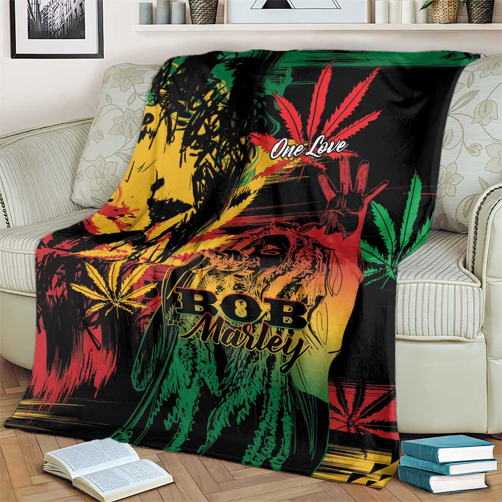 Reggae King Marley One Love Blanket Rastafarian Lion Grunge