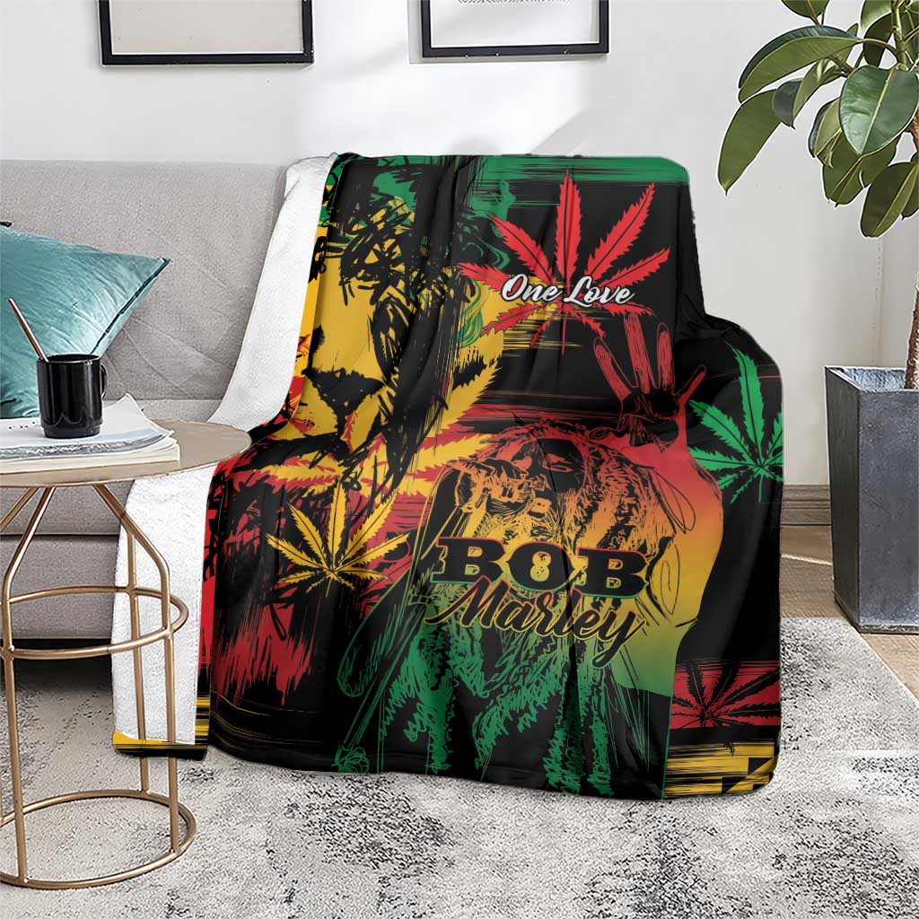 Reggae King Marley One Love Blanket Rastafarian Lion Grunge