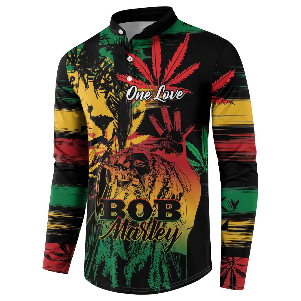 Personalized Reggae King Marley One Love Button Sweatshirt Rastafarian Lion Grunge